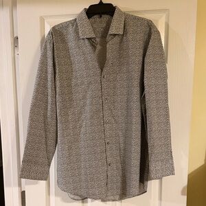 Perry Ellis Monochrome Patterned Button Down Shirt